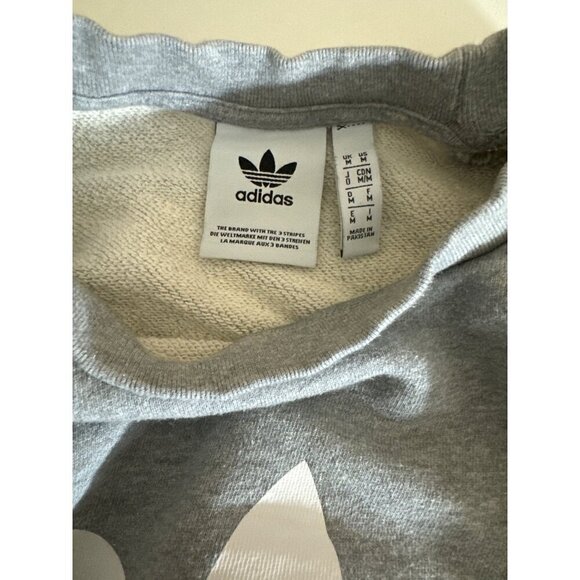 Adidas Mens Gray Trefoil Logo Crewneck Sweatshirt Size M - Picture 3 of 3